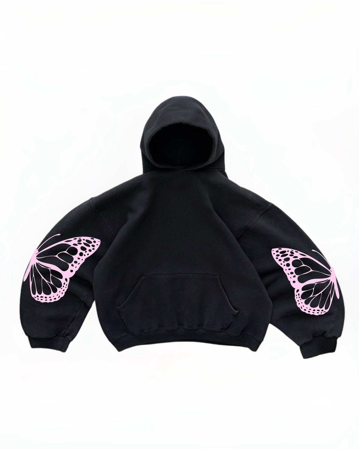 Hoodie too full of life modelo mangas globo negro