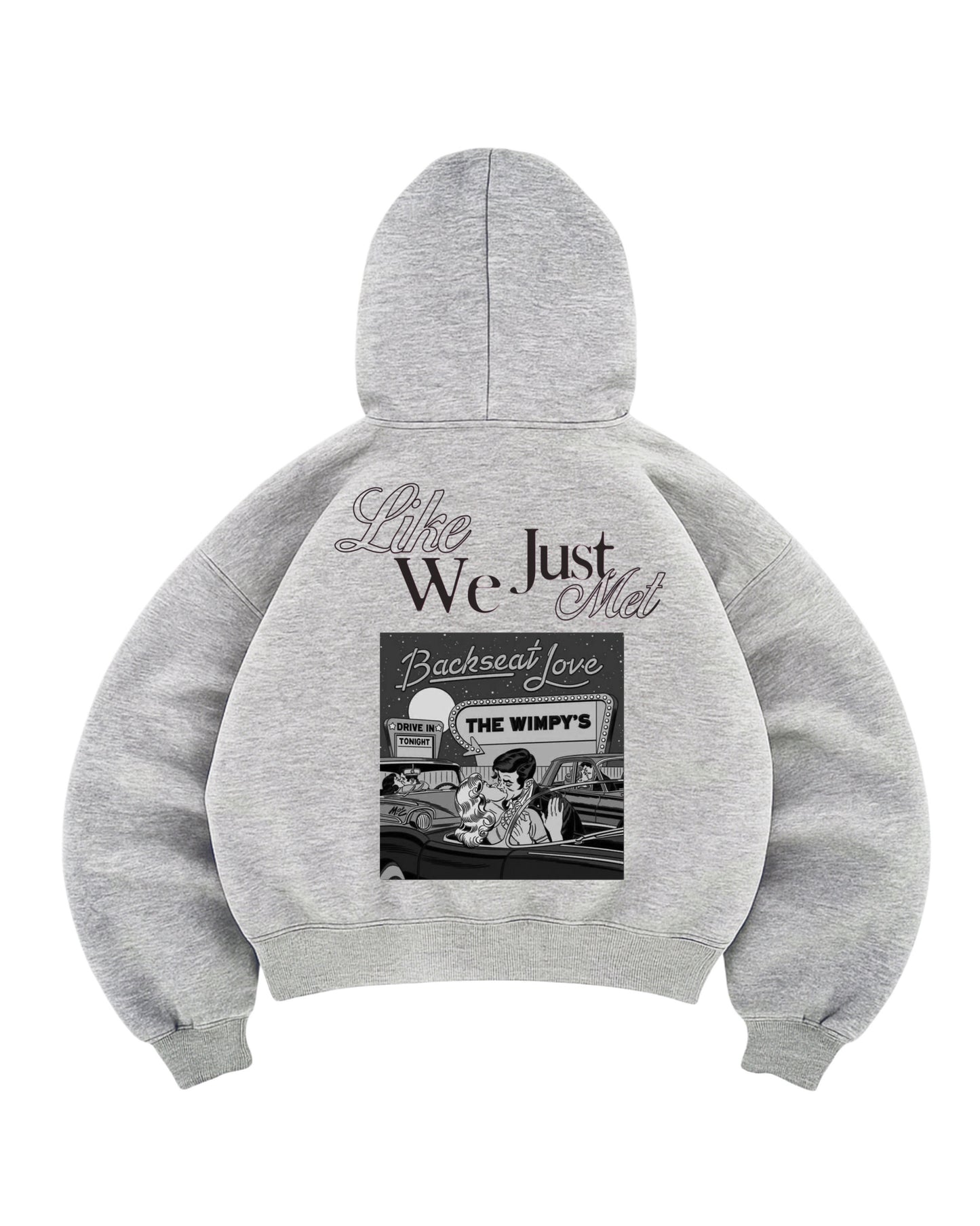 Hoodie like we just met modelo gris manga globo