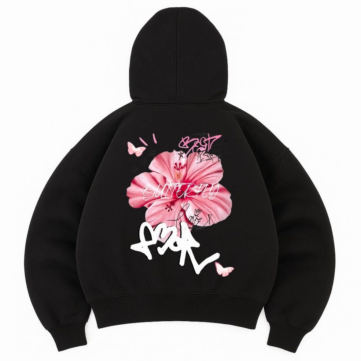 Hoodie amor negro modelo mangas globo