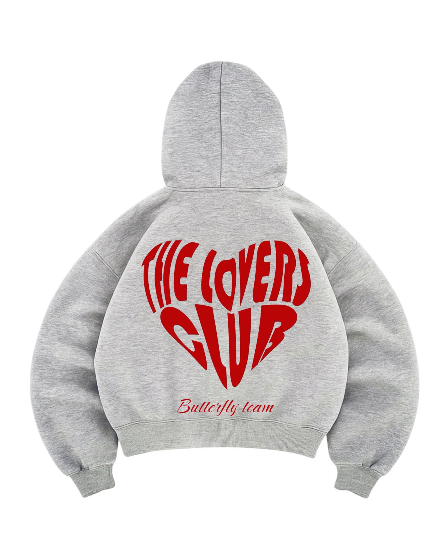 Hoodie the lovers club gris modelo manga globo