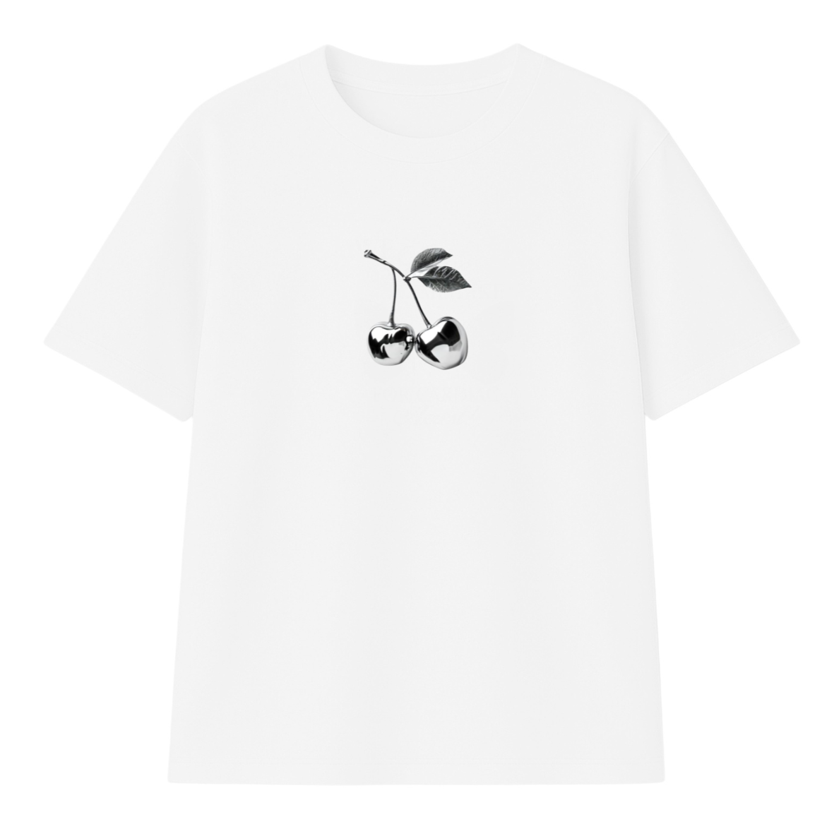 t-shirt cherry modelo recto blanco