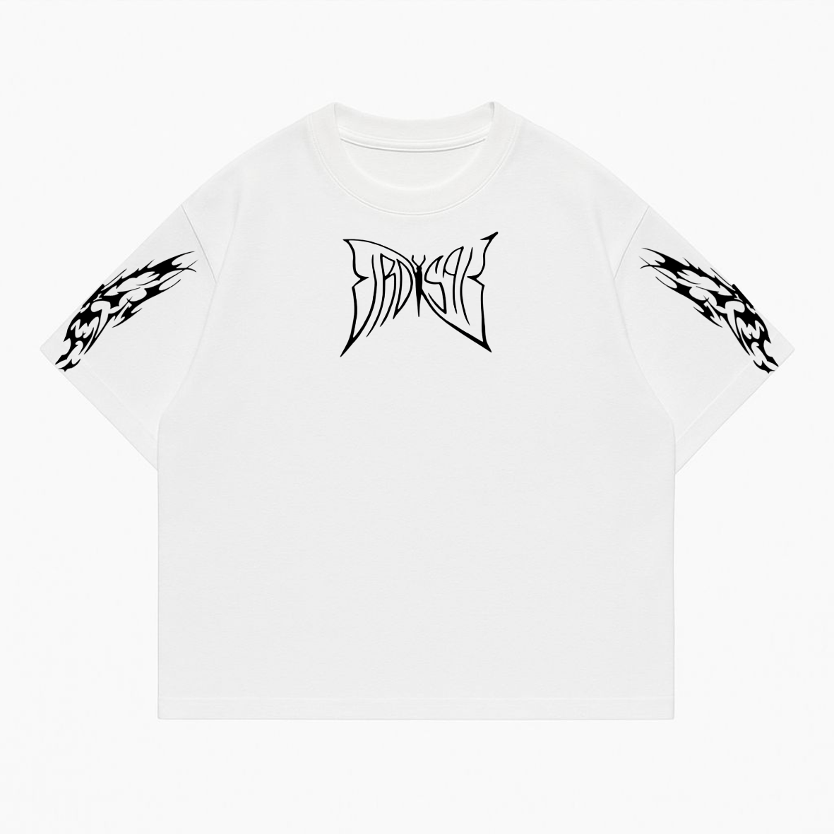 t-shirt butterfly world modelo boxi fit blanco