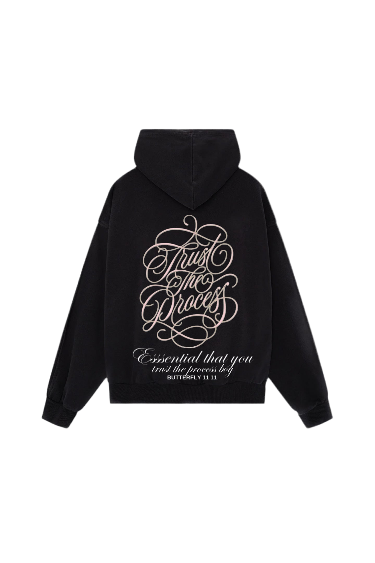 Hoodie trust the process zip modelo clasico letra rosada