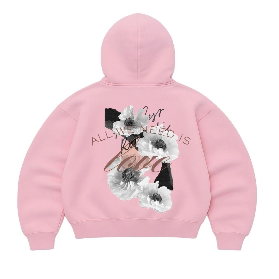 Hoodie need love rosado mangas globo