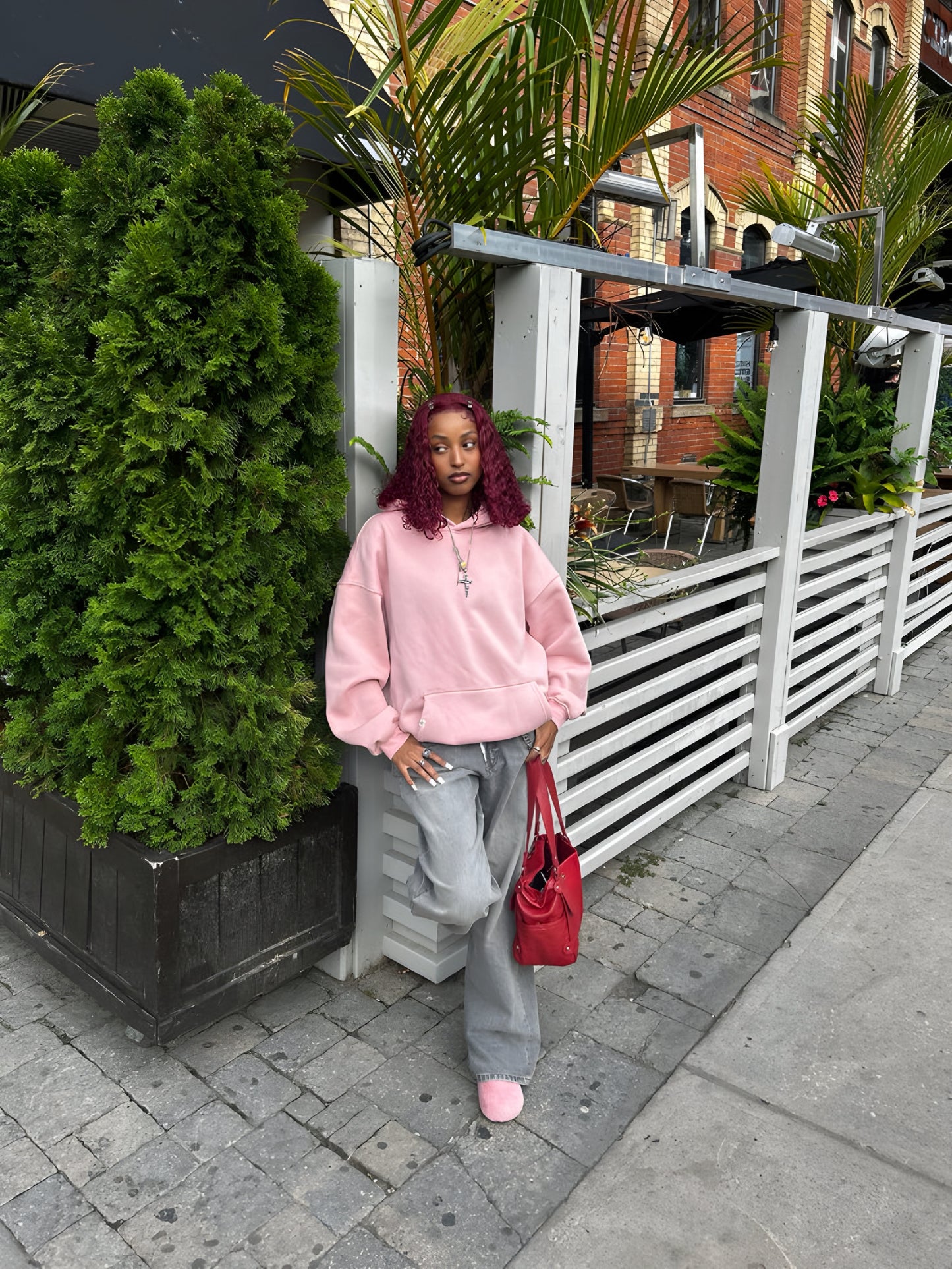 Hoodie pink basic modelo clásico ★