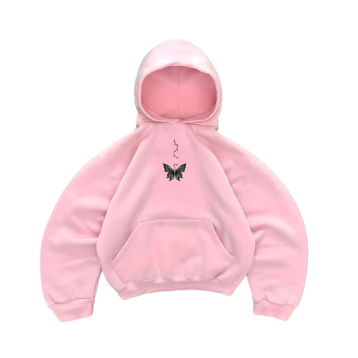 Hoodie Butterfly black rosado mangas globo