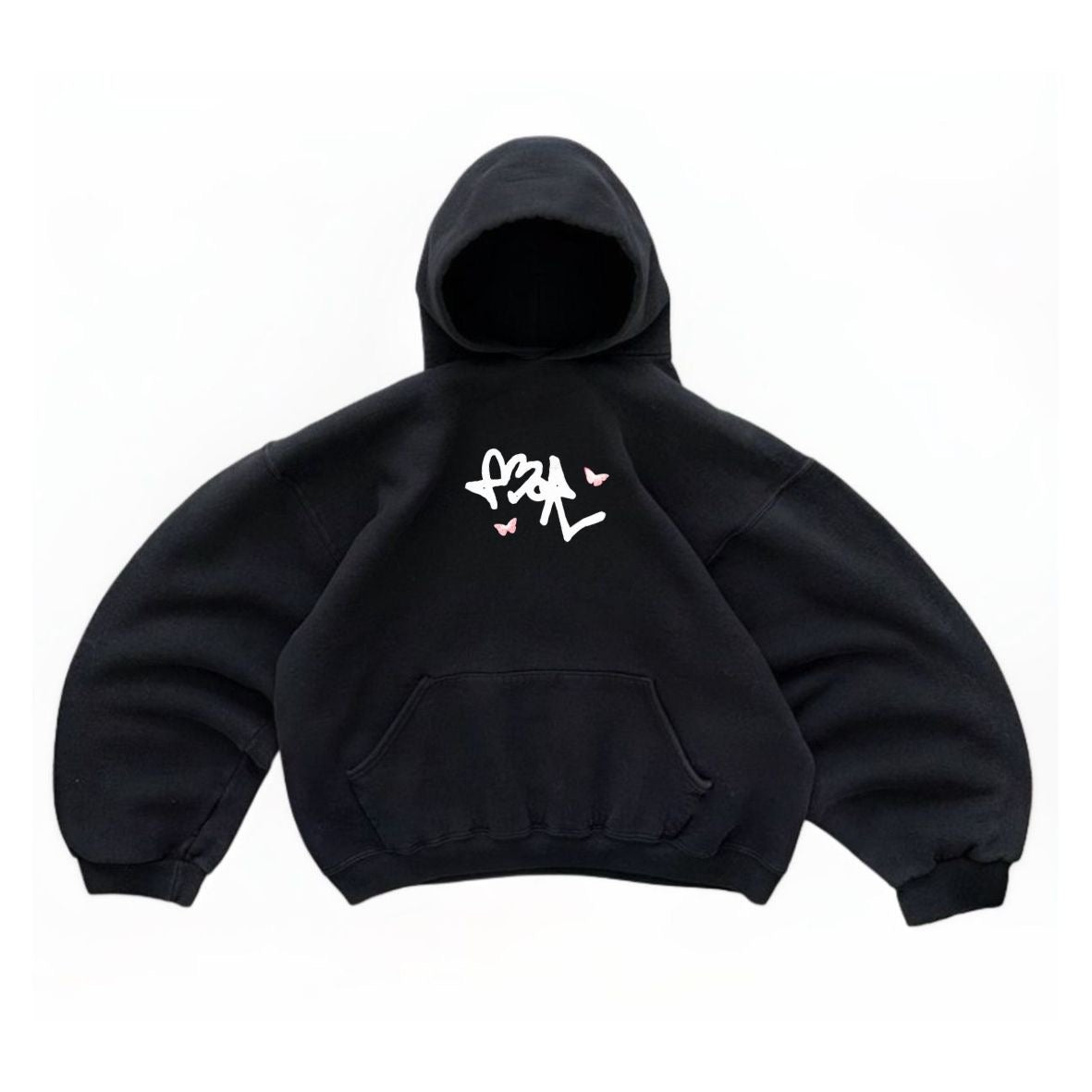 Hoodie amor negro modelo mangas globo