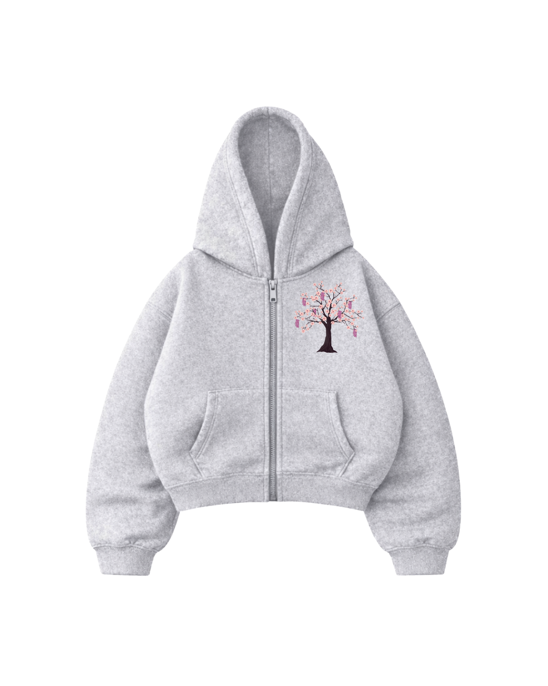 Garden Tree - Hoodie Zip Manga Globo Gris
