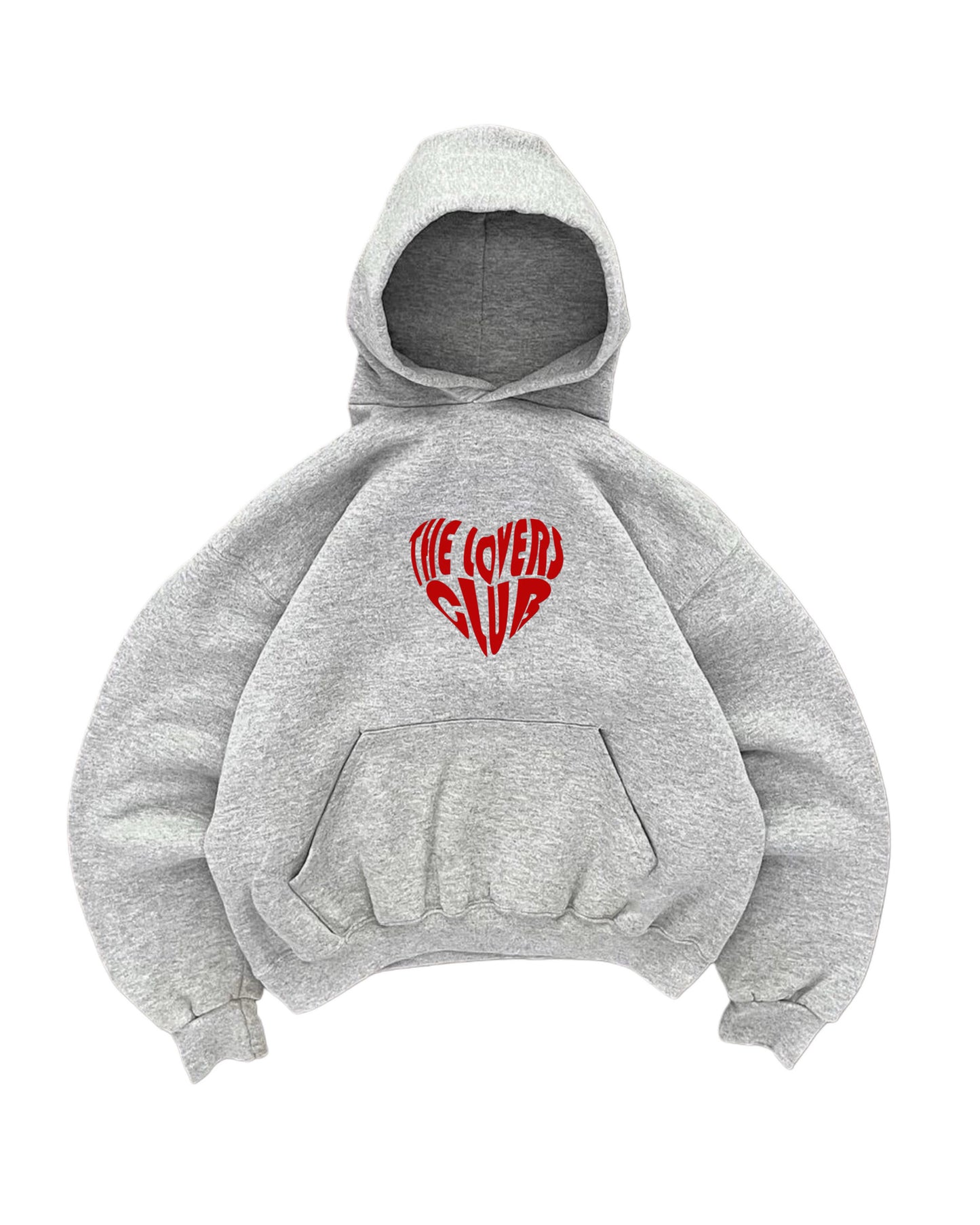 Hoodie the lovers club gris modelo manga globo
