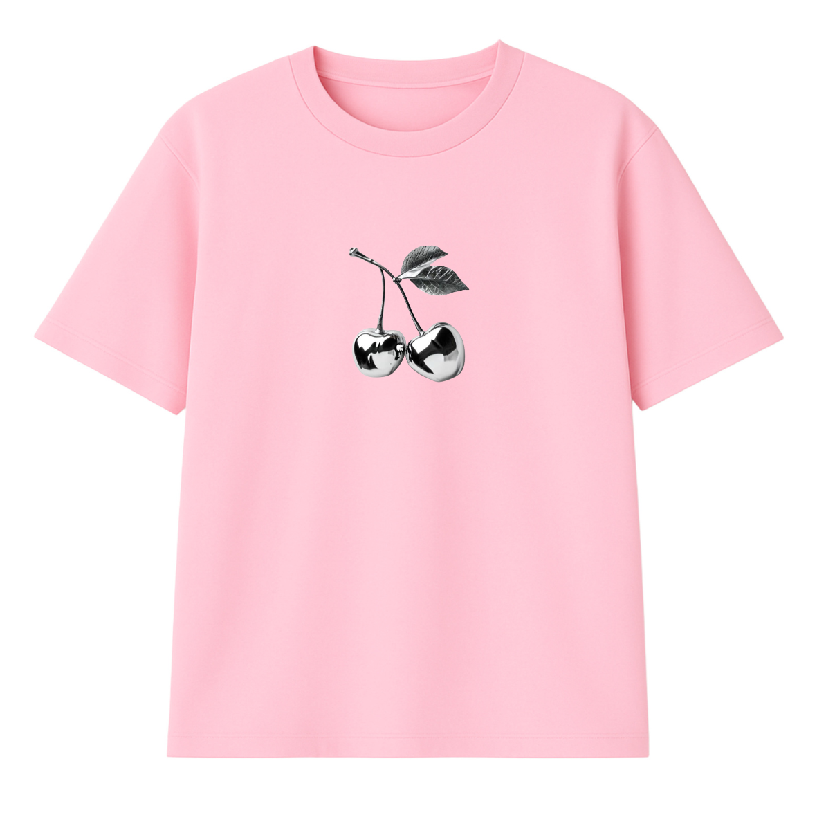 t-shirt cherry modelo recto rosado