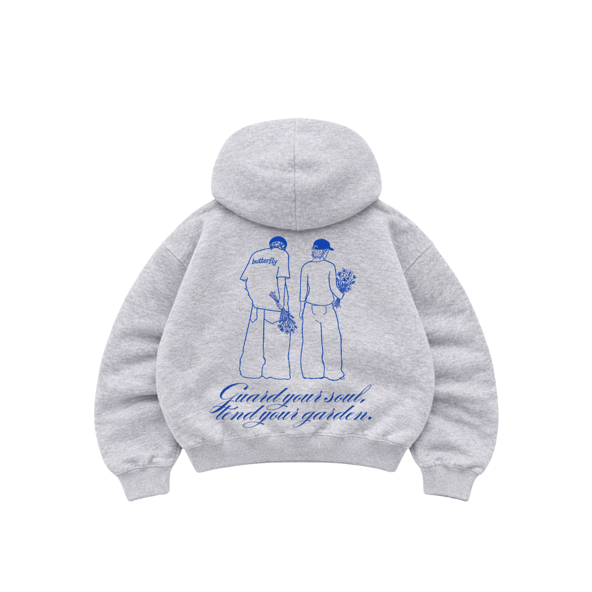 Garden drawing- Hoodie Zip Manga Globo grey