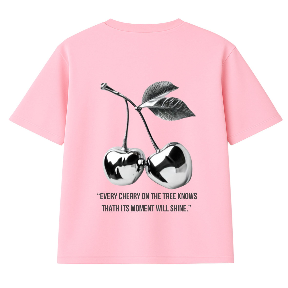t-shirt cherry modelo recto rosado