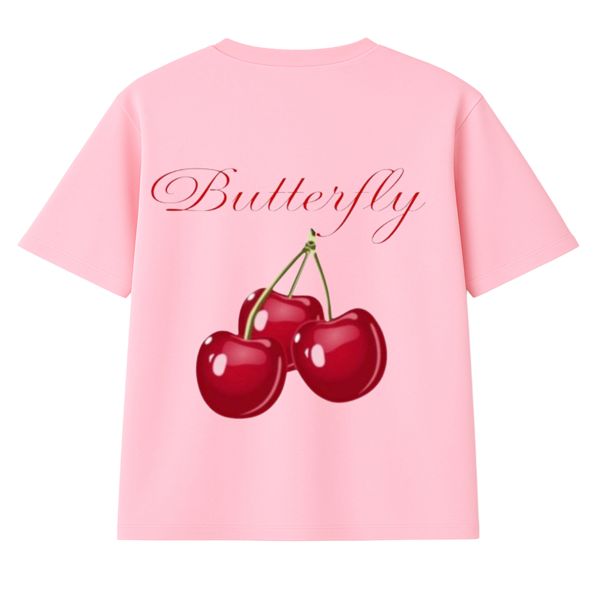 t-shirt cherry modelo recto rosado