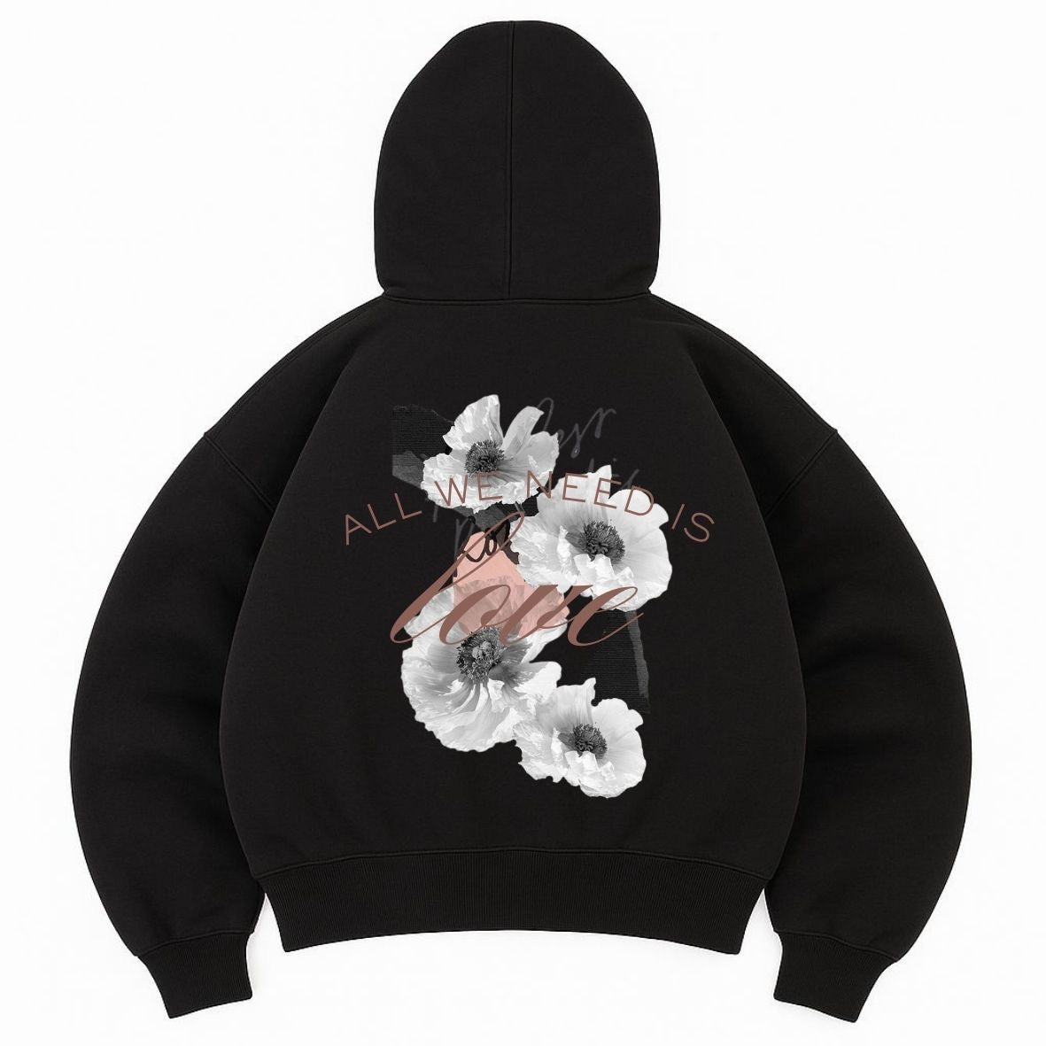 Hoodie Need Love negro mangas globo