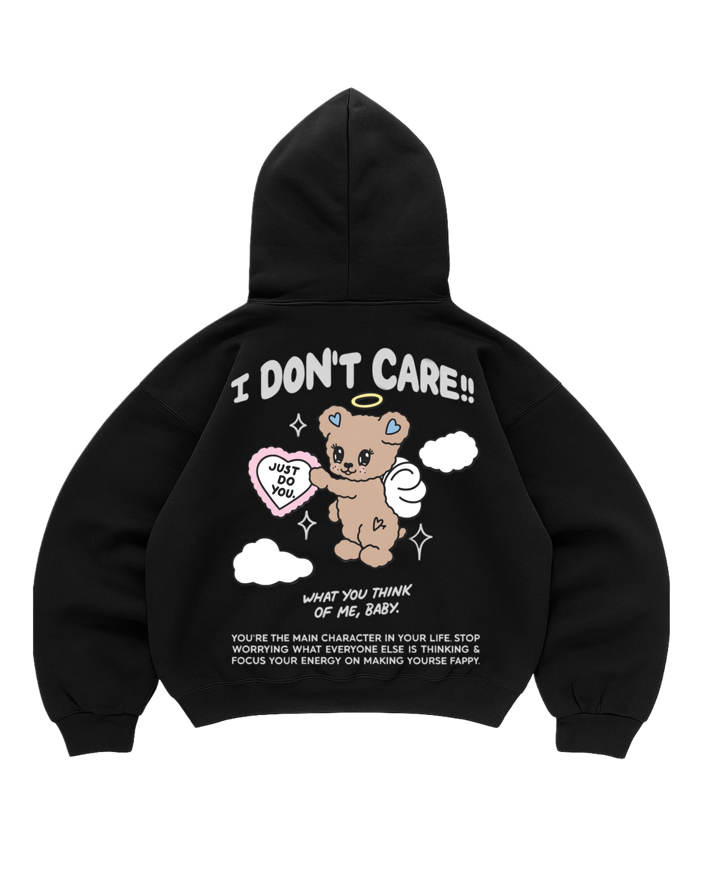 Hoodie I dont care modelo manga globo