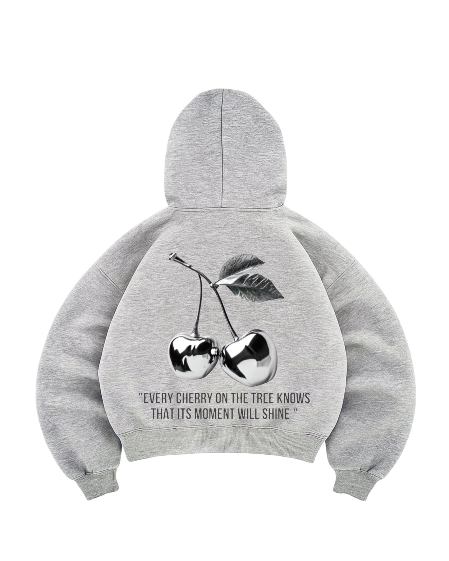Hoodie cherry modelo manga globo gris