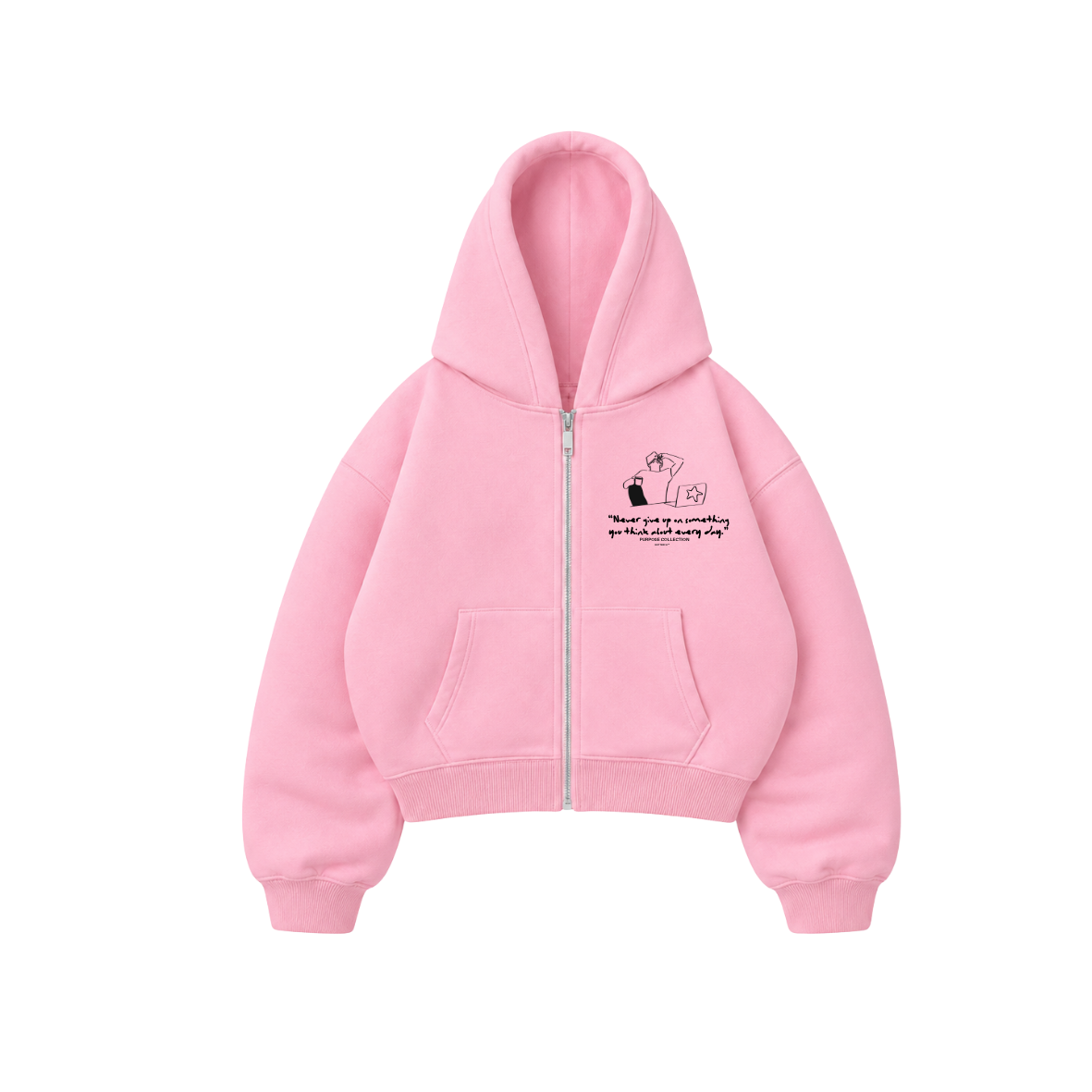 Purpose- Hoodie Zip Mangas Globos pink