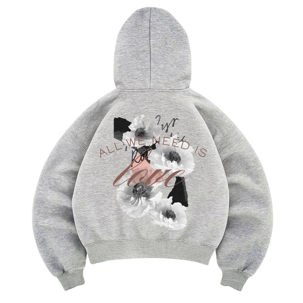 Hoodie need love gris mangas globo