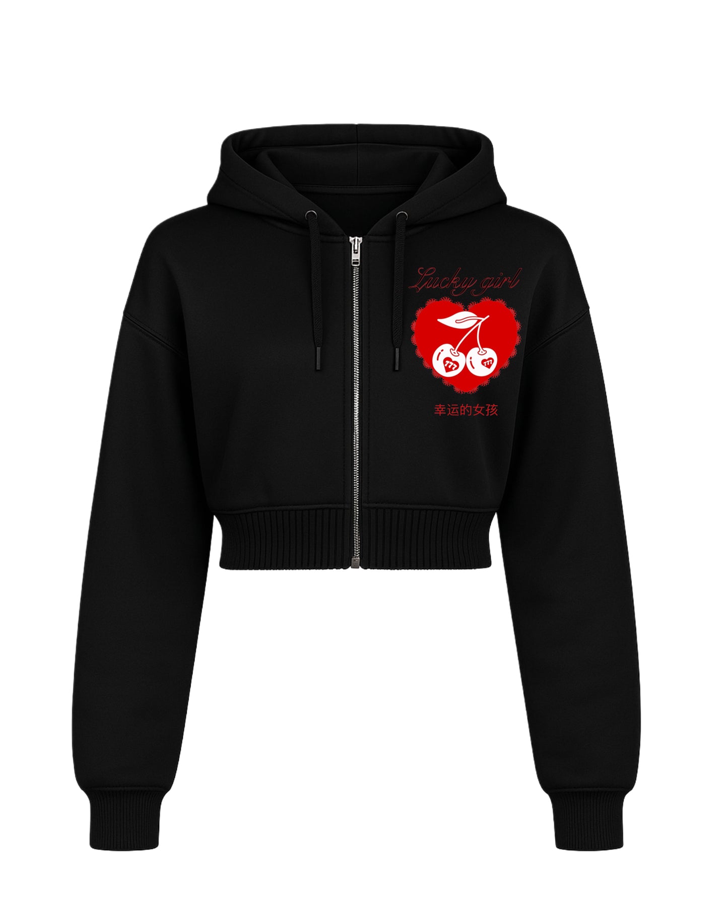 Crop top hoodie lucky girl