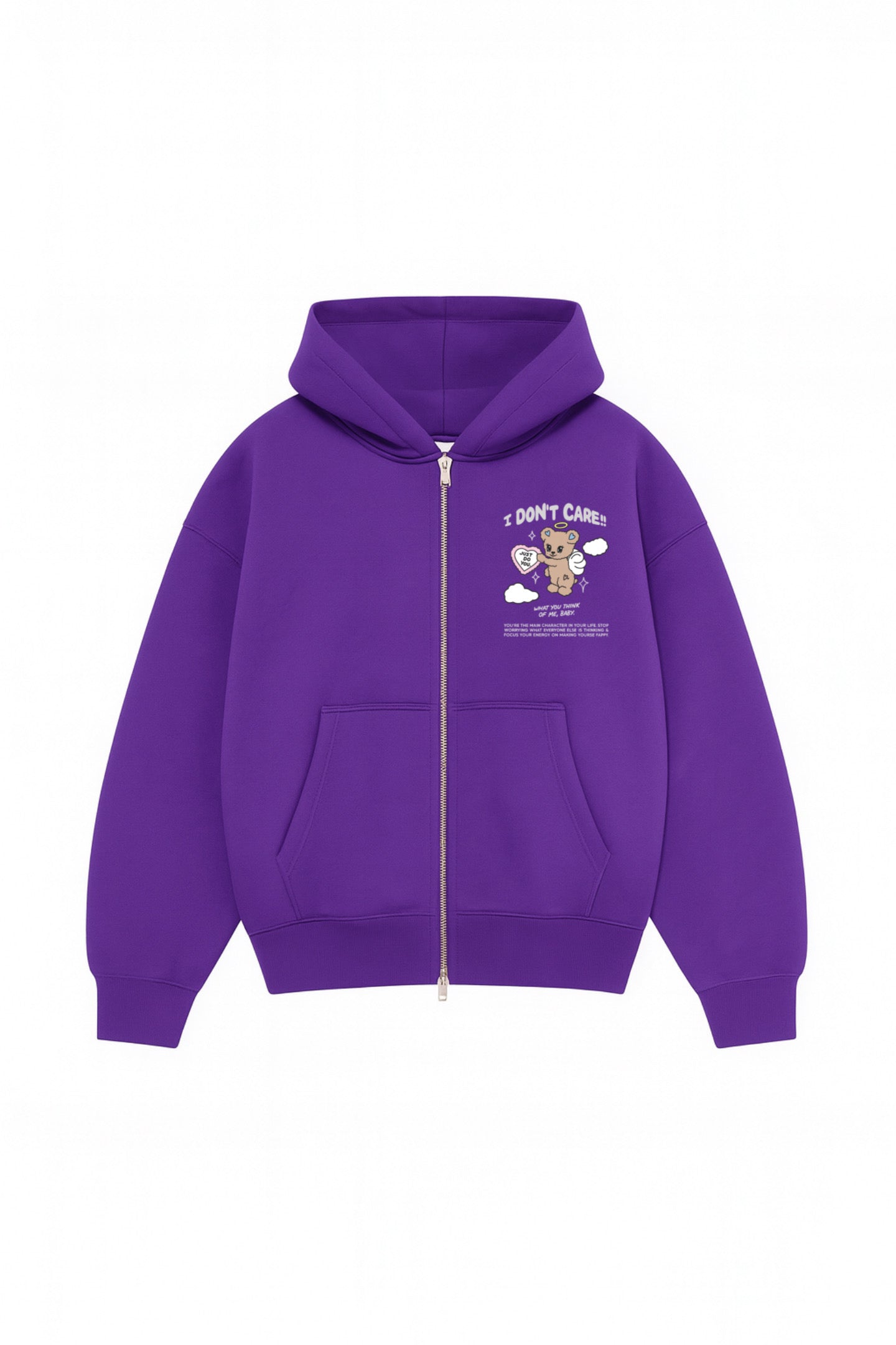 Hoodie I dont care modelo clásico zip