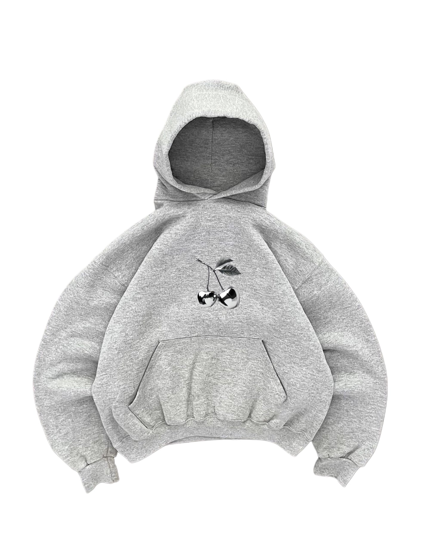 Hoodie cherry modelo manga globo gris