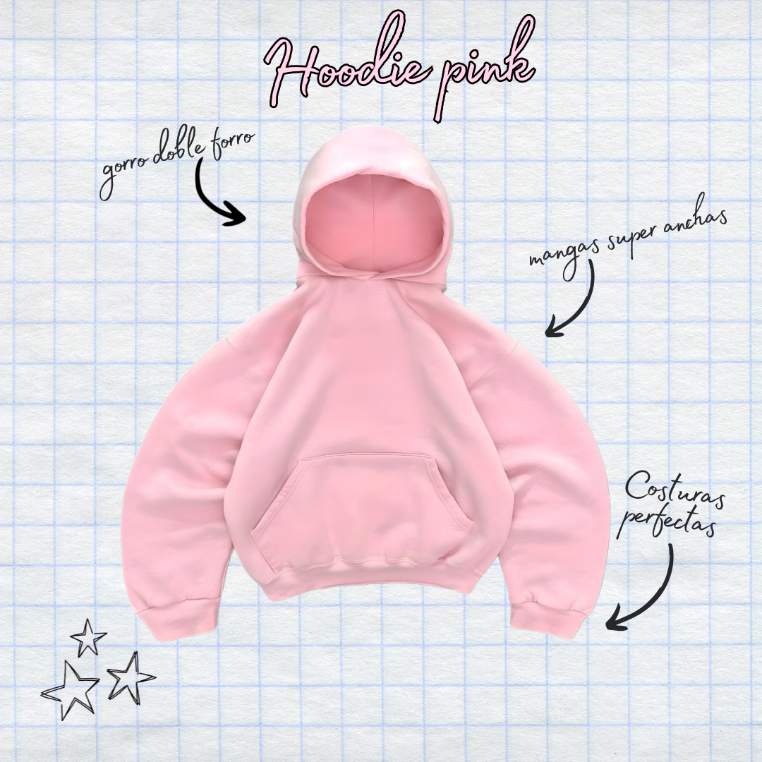 Hoodie basic rosado mangas globo