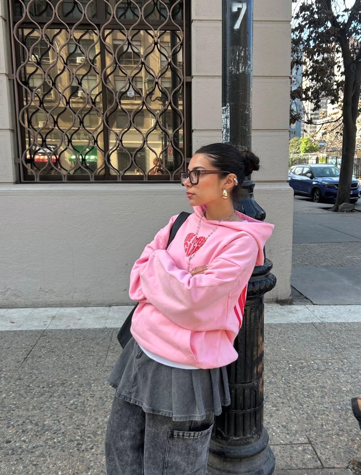 Hoodie the lovers club modelo manga globo pink