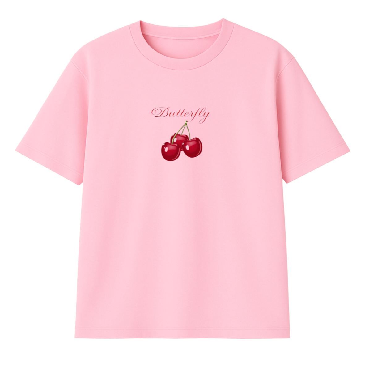 t-shirt cherry modelo recto rosado