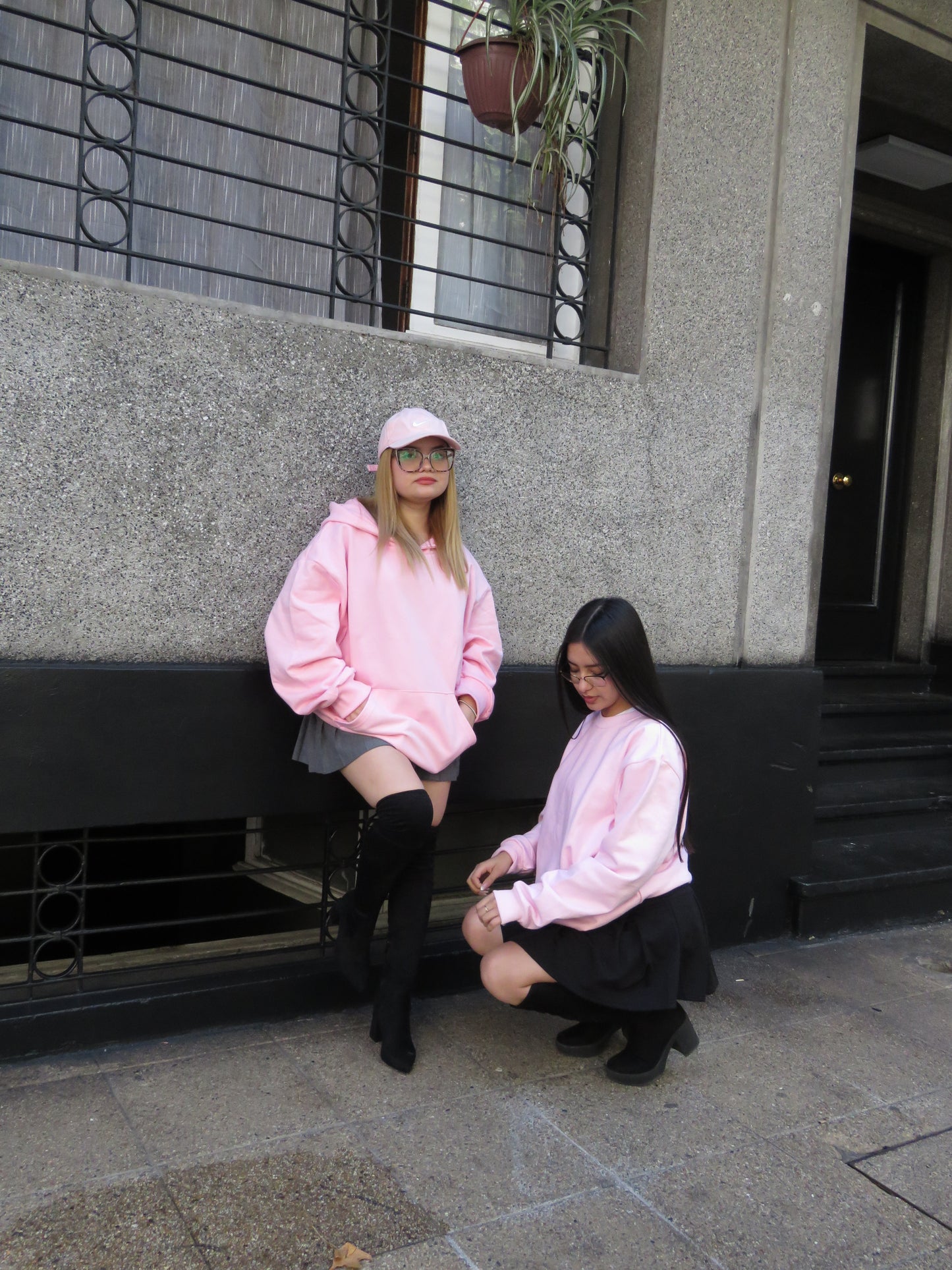 Hoodie basic pink modelo mangas globo