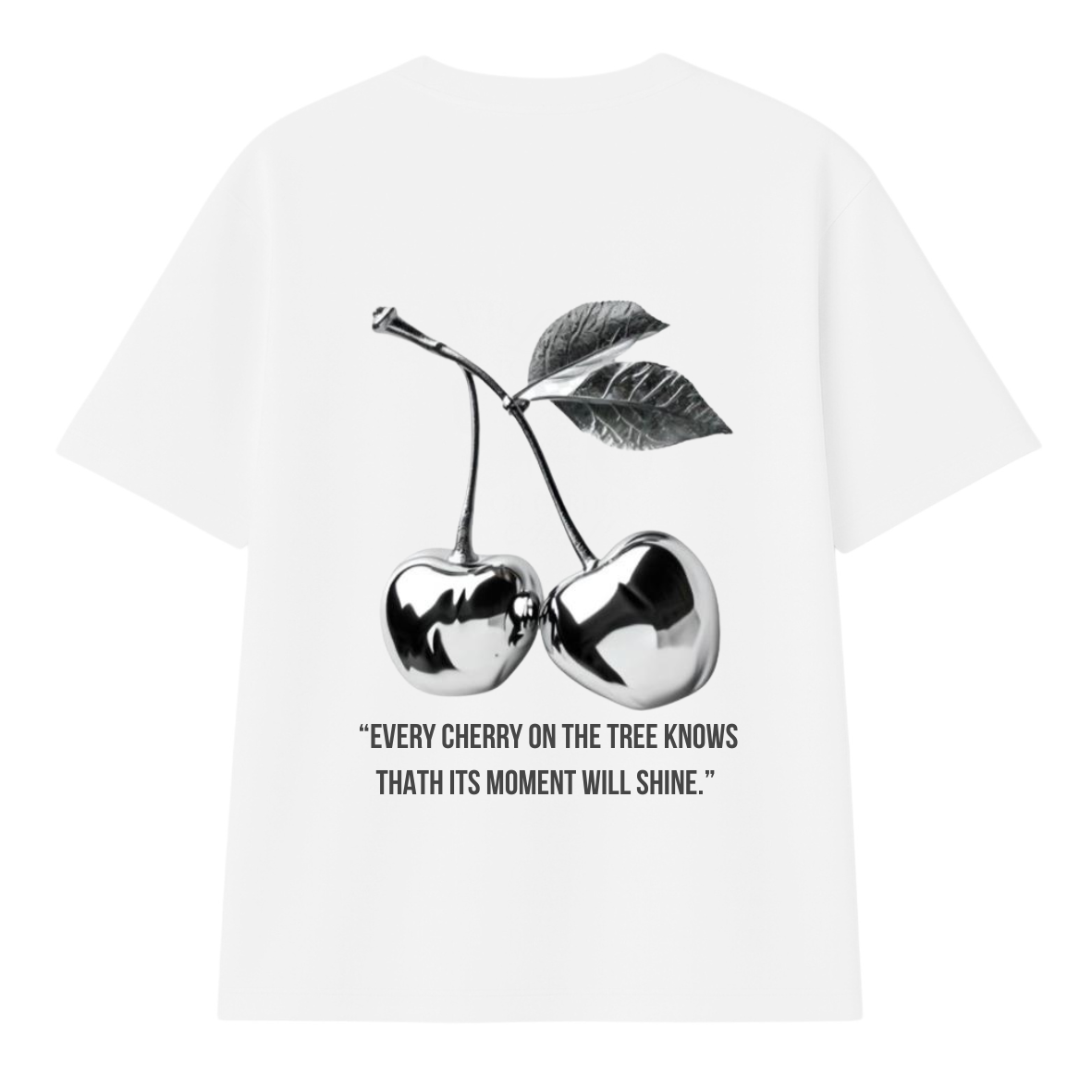 t-shirt cherry modelo recto blanco