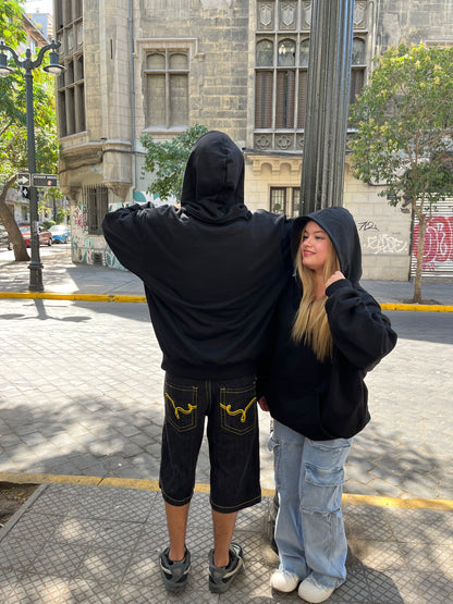 Hoodie basic negro mangas globo