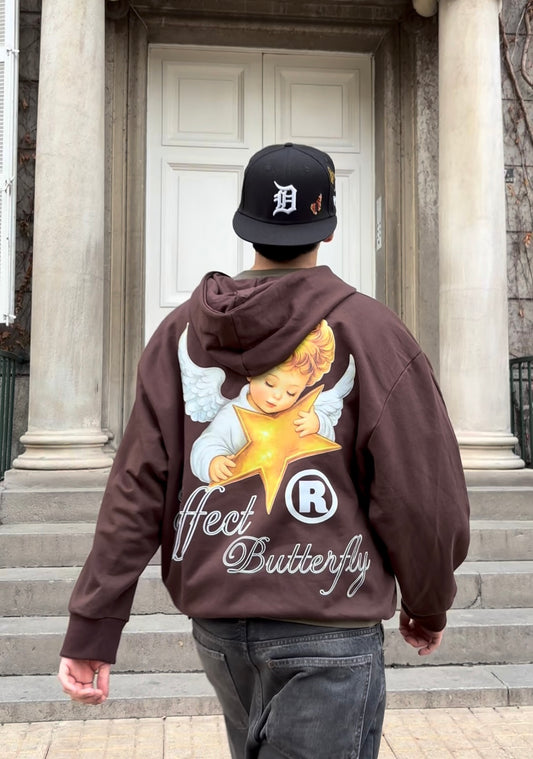 Effect Butterfly Angel - Hoodie Zip Mangas Globos Coffee