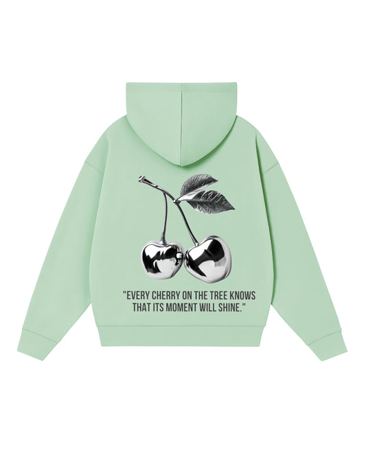 Hoodie cherry modelo clásico menta pastel