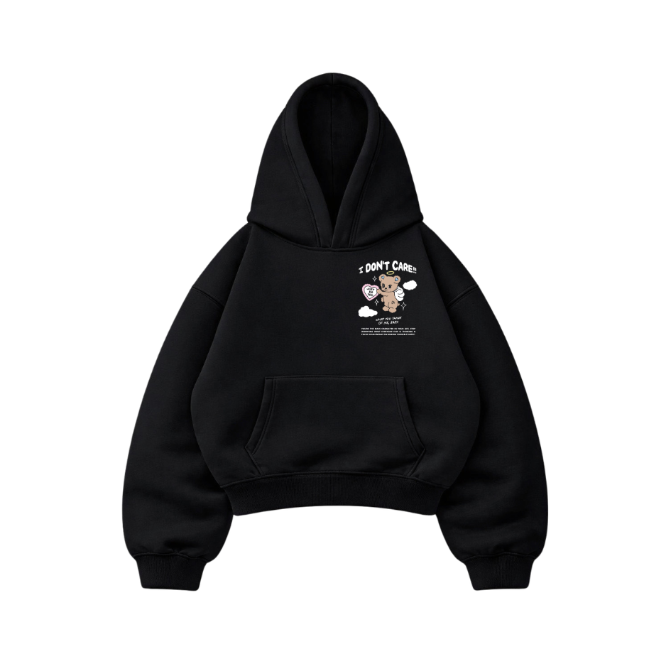 I don't care - Hoodie Mangas  Globo Black