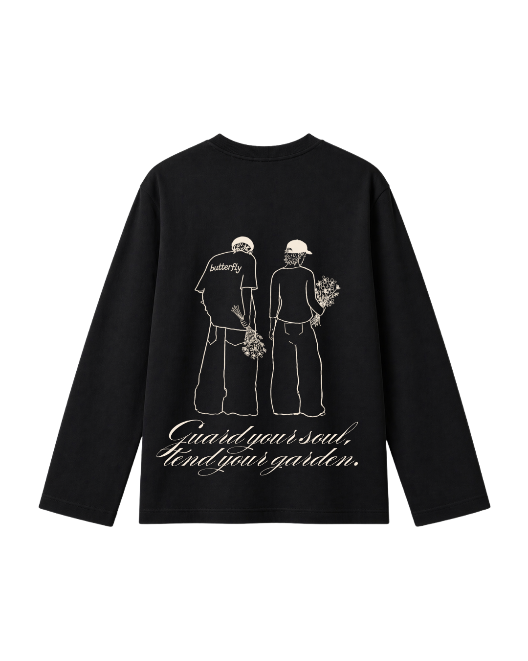 Garden Drawing-Camiseta Manga larga black