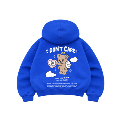 I Don't Care - Hoodie Mangas Globo Blue