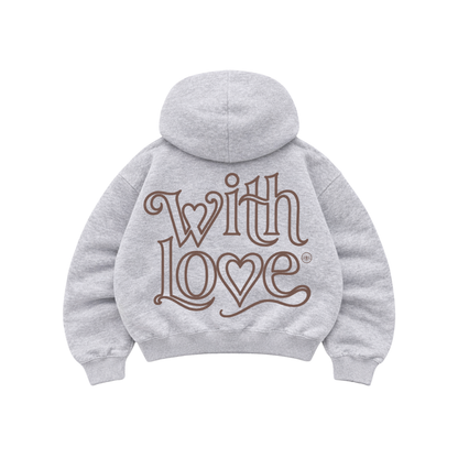 With love  - Hoodie Zip Mangas Globos grey puff