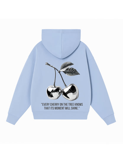 Hoodie cherry modelo clásico celeste pastel