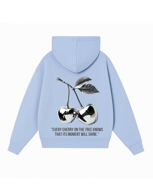 Hoodie cherry modelo clásico celeste pastel