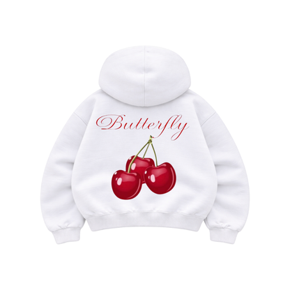 Red Cherry White - Hoodie Mangas Globo