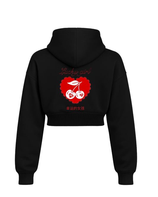Crop top hoodie lucky girl