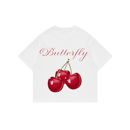 Red Cherry - White Premium Boxy T-Shirt