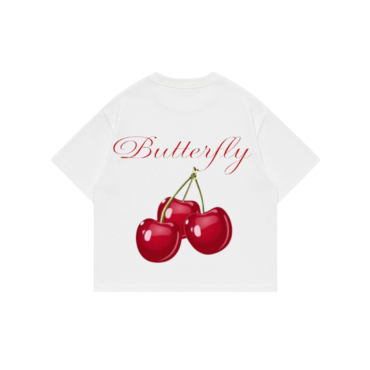 Red Cherry - White Premium Boxy T-Shirt