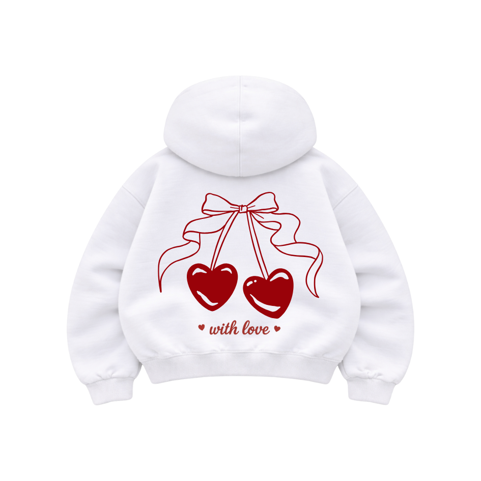 With Love - Hoodie Mangas Globos White