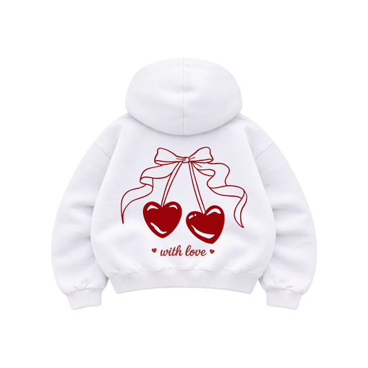 With Love - Hoodie Mangas Globos White