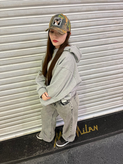 Hoodie basic gris  modelo mangas globo ♥︎