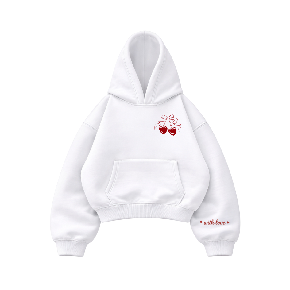 With Love - Hoodie Mangas Globos White
