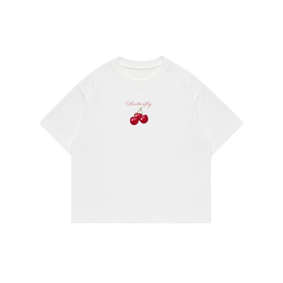 Red Cherry - White Premium Boxy T-Shirt