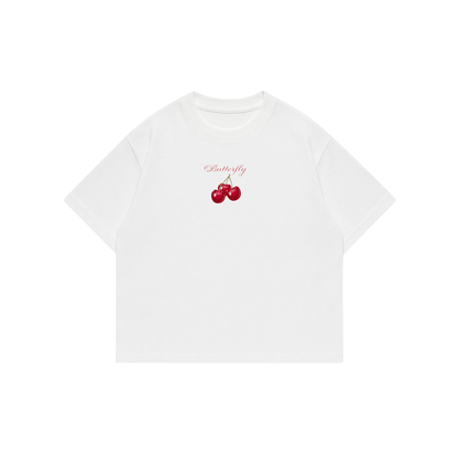 Red Cherry - White Premium Boxy T-Shirt
