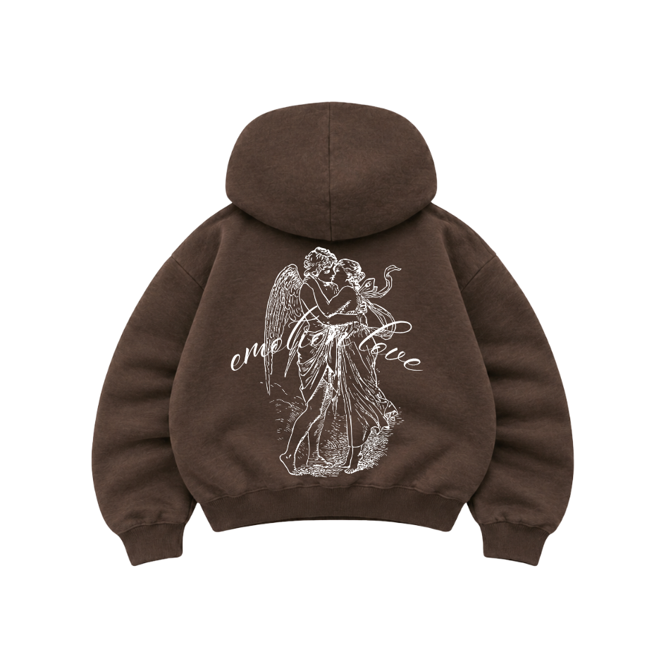 Emotion Love - Hoodie Zip Mangas Globos Coffee